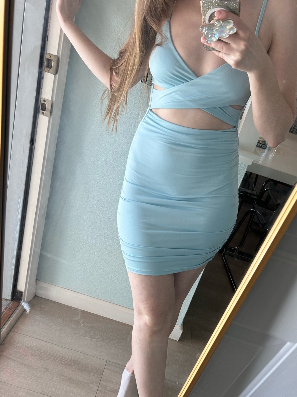 Light Blue Cutout Bodycon Dress - Women's Stylish Party Dress